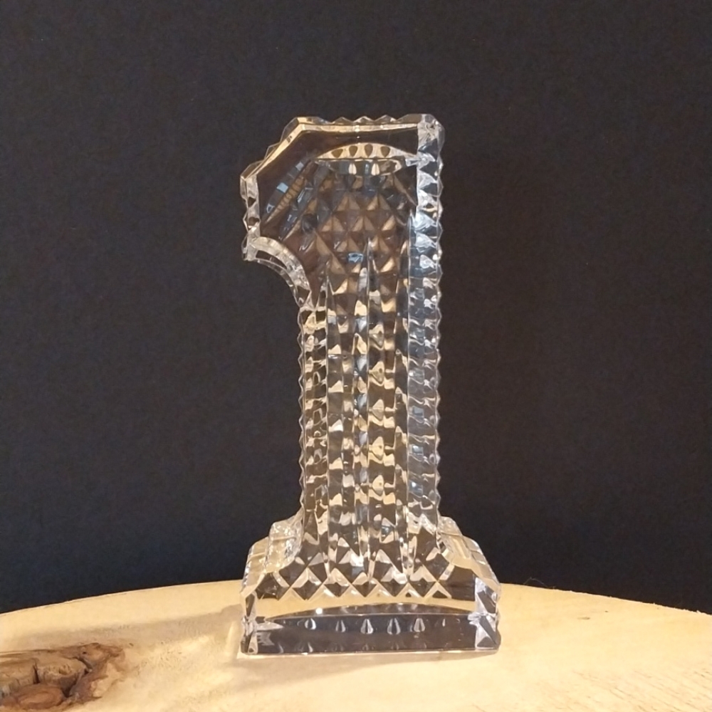 🤑🤑Vintage Waterford Ireland Crystal Paperweight Figurine Number "1" (ONE)